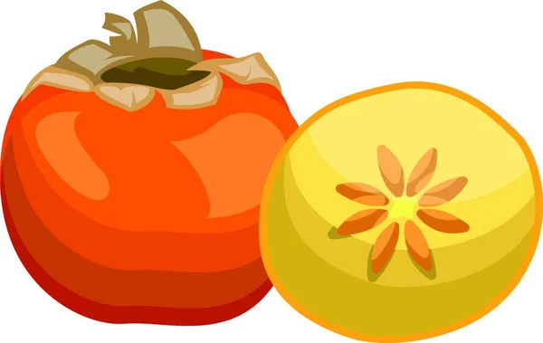 一个橙色子果的动画片半黄色子与橙色种子向量例证在白色背景 — 图库矢量图片