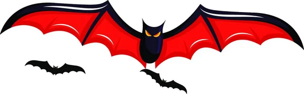 Illustrazione Vettoriale Sfondo Bianco Pipistrelli Spaventosi Neri Rossi Che Volano — Vettoriale Stock