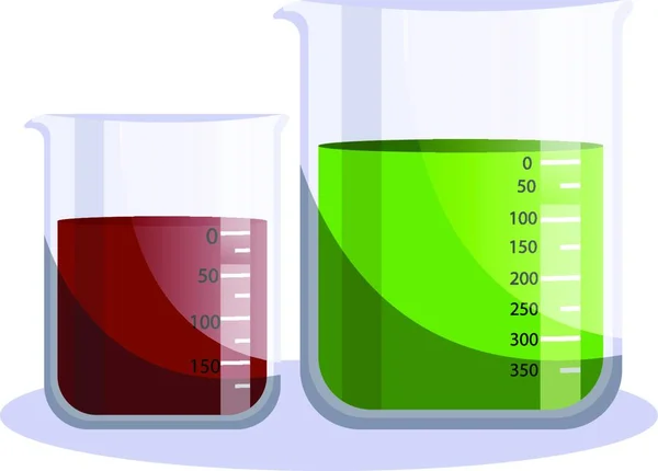 Dwie Zlewki Czerwonym Zielonym Wektorem Cieczy Ilustracji Białym Tle — Wektor stockowy