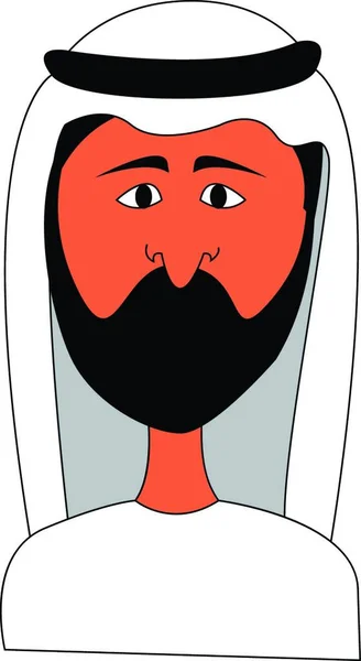 Pria Arab Dengan Pakaian Putih Vektor Ilustrasi Pada Latar Belakang - Stok Vektor