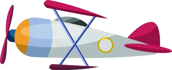 白い背景に灰色の古い漫画の飛行機ベクトルイラスト — ストックベクタ