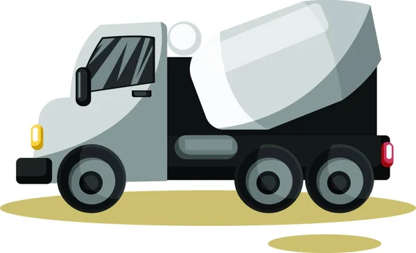 Vektorillustration Des Grauen Zementmischfahrzeugs Auf Weißem Hintergrund — Stockvektor