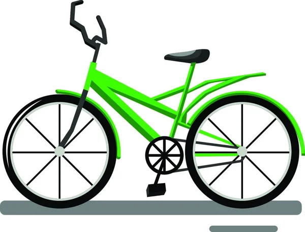 Dibujos Animados Bicicleta Verde Vector Ilustración Sobre Fondo Blanco — Vector de stock