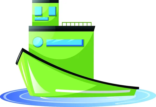 Grande Illustration Vectorielle Navire Transport Vert Clair Sur Fond Blanc — Image vectorielle
