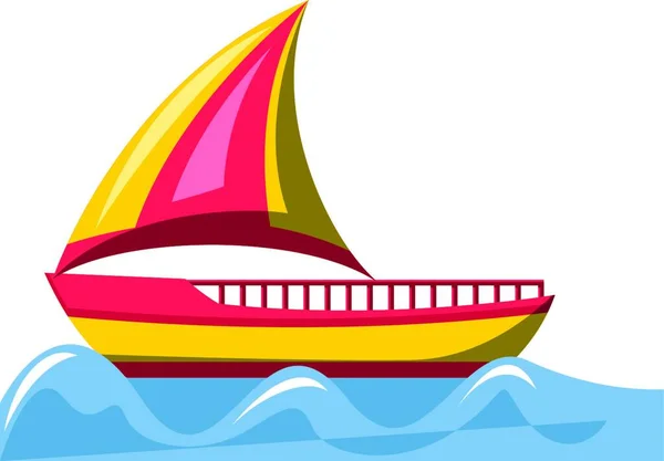 Rode Gele Zeilschip Vector Illustratie Witte Achtergrond — Stockvector