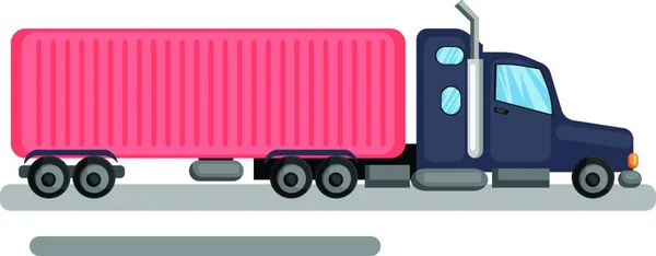 Długi Niebieski Różowy Lory Ciężarówka Wektor Ilustracja Białym Tle — Wektor stockowy