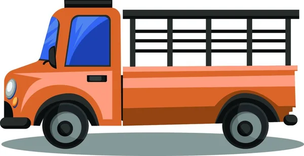 Arancione Lory Camion Trasporto Vetro Vettoriale Illustrazione Sfondo Bianco — Vettoriale Stock