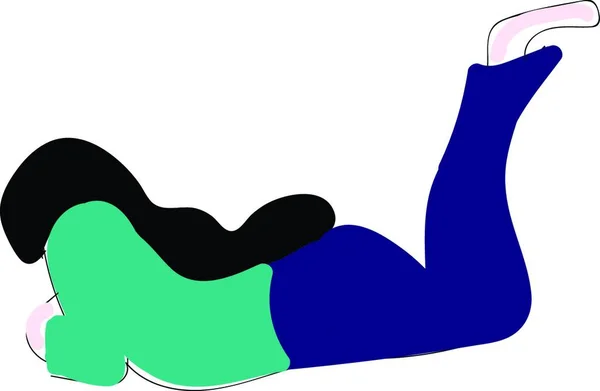 Abstraktní Vektorová Ilustrace Dívky Modrých Kalhotách Tyrkysovém Svetru Bílým Pozadím — Stockový vektor
