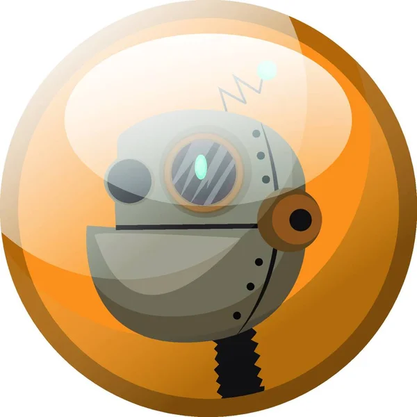 Tecknad Karaktär Ljusbrun Retro Robot Vektor Illustration Ljus Orange Cirkel — Stock vektor