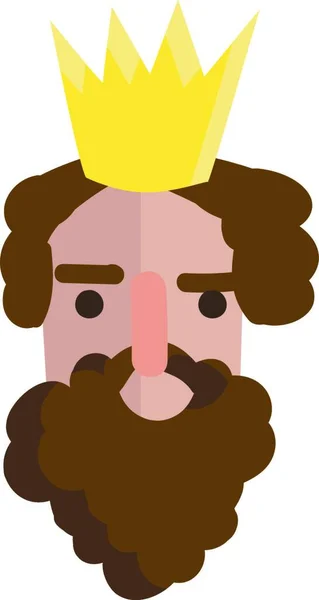 Retrato Rey Con Bigote Barba Corona Dorada Ilustración Vectorial Sobre — Vector de stock