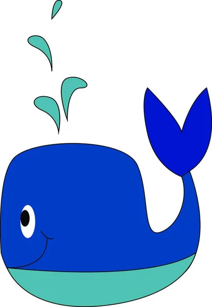 Blue Whale Smiling Vector Illustration White Background — Stock Vector