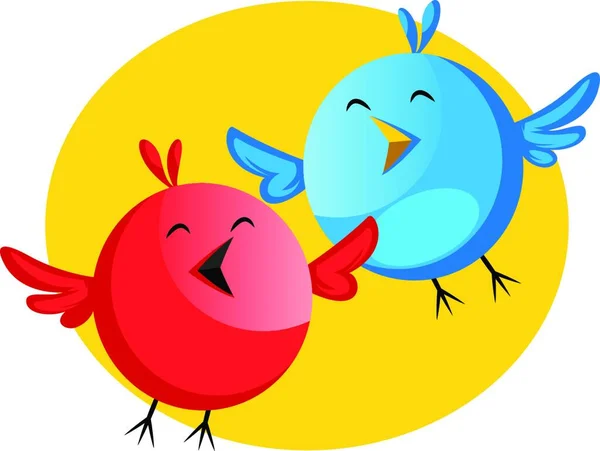 Funny Blue Red Bird Singing Easter Song Illustration Web Vector — Stock Vector