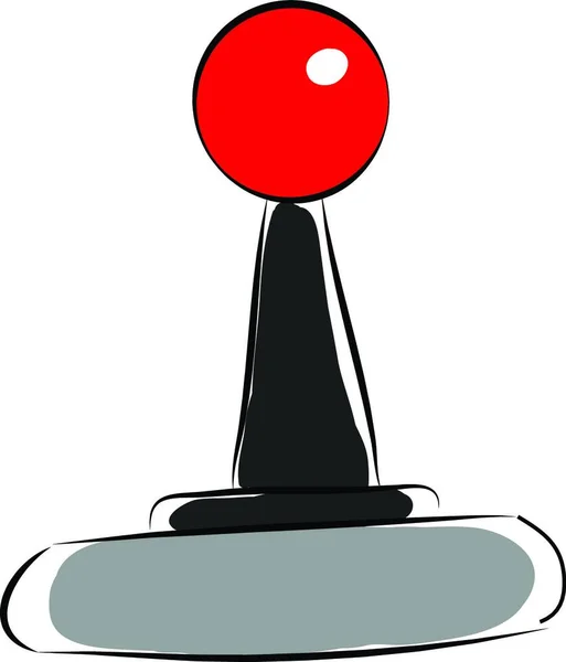 Joystick Negro Gris Con Ilustración Vectorial Pomo Rojo Sobre Fondo — Archivo Imágenes Vectoriales