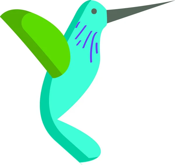 Ilustración Vectorial Colibrí Azul Verde Sobre Fondo Blanco — Vector de stock