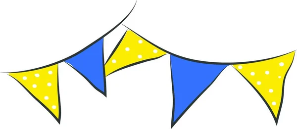 白の背景に青と黄色のパーティーガーランドベクトルイラスト — ストックベクタ