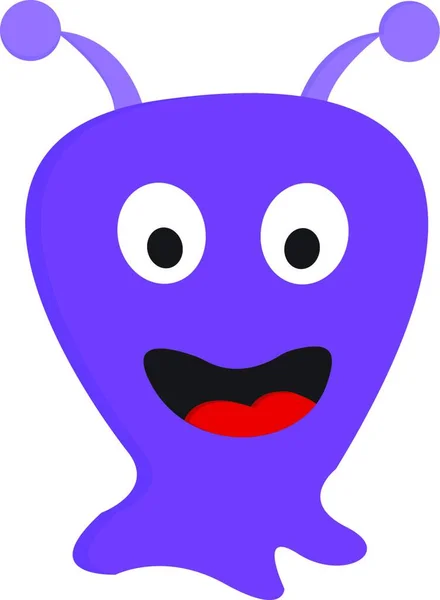 Happy Purple Blob Monster Vector Illustratie Witte Achtergrond — Stockvector