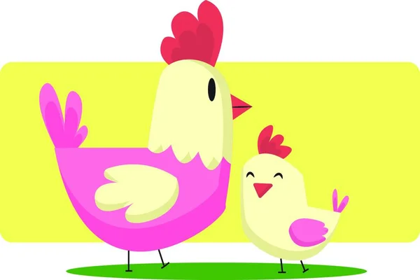 Kip Een Beetje Chick Pasen Kunst Illustratie Web Vector Een — Stockvector