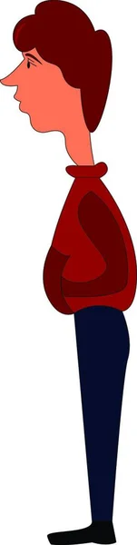 Tall Kille Röd Hoodie Och Blå Byxor Vectror Illustration Vit — Stock vektor
