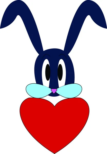 Lapin Bleu Avec Une Grande Illustration Vectorielle Coeur Rouge Sur — Image vectorielle