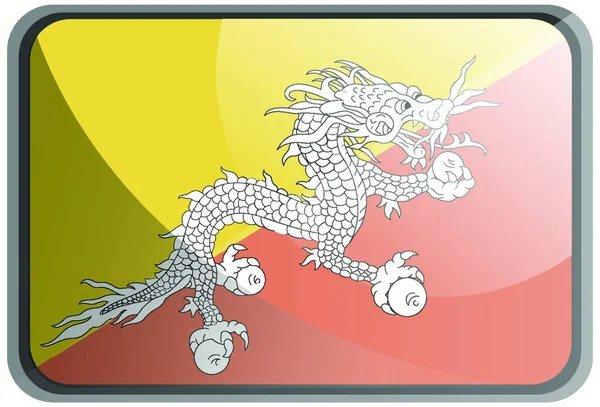 Vektorová Ilustrace Příznaku Bhutan Bílém Pozadí — Stockový vektor