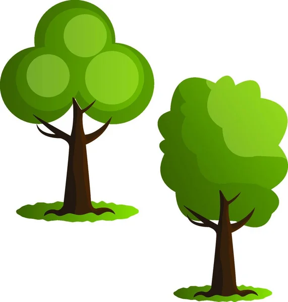 Casal Árvores Verdes Ilustração Vetorial Sobre Fundo Branco — Vetor de Stock