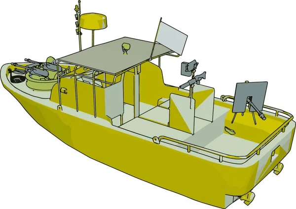 Ilustração Vetorial Fundo Branco Barco Militar Guarda Costeira — Vetor de Stock