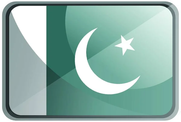 Vektor Ilustrasi Bendera Pakistan Pada Latar Belakang Putih - Stok Vektor