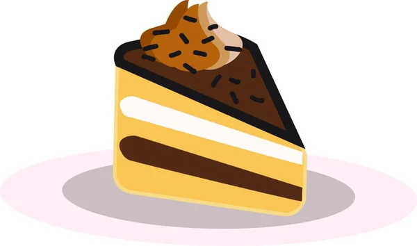 Een Stuk Van Chocolade Cake Vector Kleur Illustratie — Stockvector