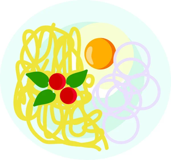 Une Plaque Vecteur Spaghetti Illustration Couleur — Image vectorielle