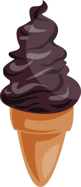 Icecream Cone Com Chocolate Icecream Vetor Ilustração Sobre Fundo Branco —  Vetores de Stock