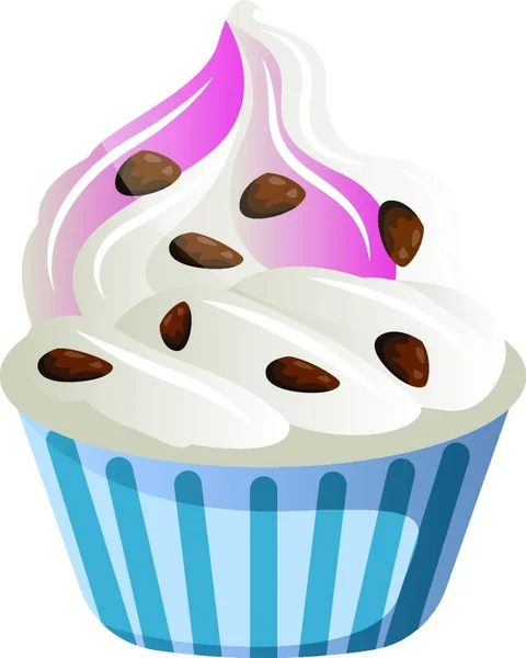 Afrutado Cupcake Con Chocolate Chipillustration Vector Sobre Fondo Blanco — Archivo Imágenes Vectoriales