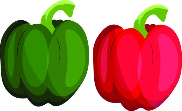 Green Red Bellpepper Vector Illustration Vegetables White Background — Stock Vector