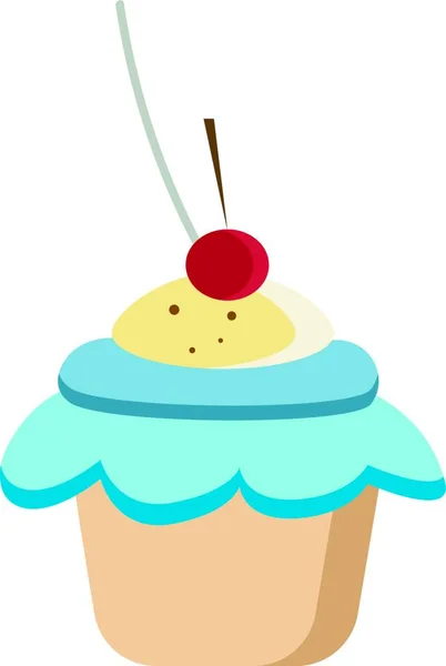 Una Ilustración Dibujos Animados Cupcake Con Una Cuchara — Vector de stock