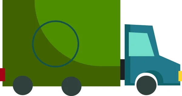 Vista Lateral Caminhão Cor Azul Verde Projetado Para Transportar Mercadorias — Vetor de Stock