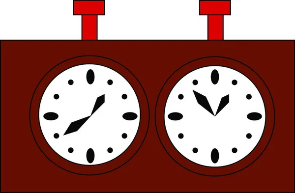 Ilustração Vetorial Simples Relógio Xadrez Marrom Sobre Fundo Branco — Vetor de Stock