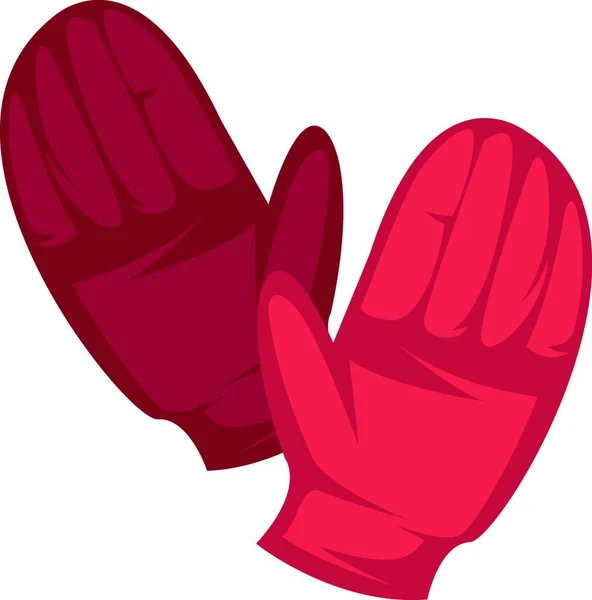 Ζεύγος Κόκκινα Γάντια Απλή Διανυσματική Απεικόνιση Λευκό Φόντο — Διανυσματικό Αρχείο