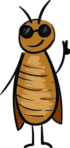Kakkerlak Karakter Met Een Zonnebril Vector Illustratie Witte Achtergrond — Stockvector