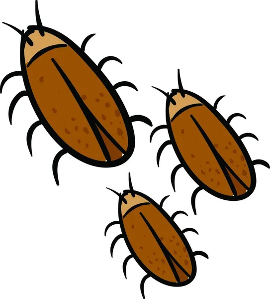 Three Brown Cockroaches Vector Illustration White Background — Stock Vector