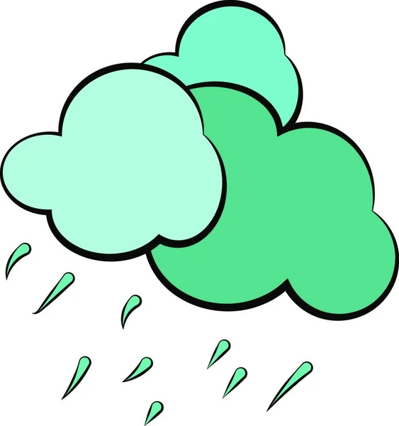 Starkregen Von Einem Bewölkten Himmel Der Den Regenwetter Vektorfarbzeichnung Oder — Stockvektor