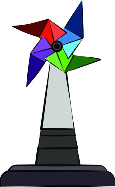 Een Kleurrijke Kinderen Pinwheel Windmill Toy Stand Gemaakt Van Papier — Stockvector