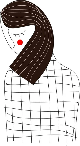 Belle Fille Avec Sac Cheveux Noirs Blancs — Image vectorielle