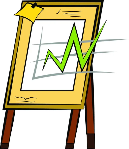在绿色矢量颜色绘图或插图中显示业务起伏的图表的支架板 — 图库矢量图片