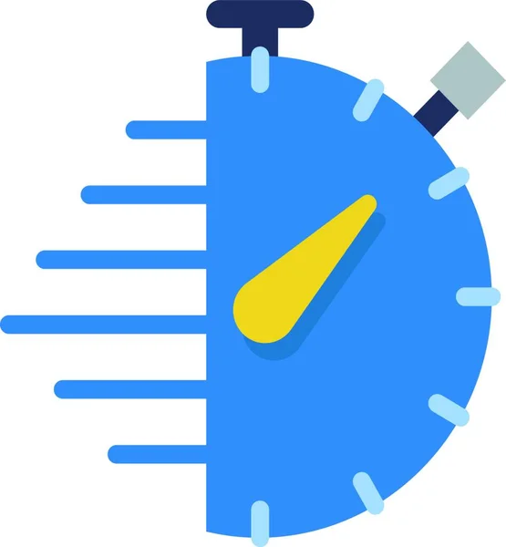 Clipart Cronómetro Reloj Mesa Con Esfera Azul Mano Amarilla Pulsador — Vector de stock