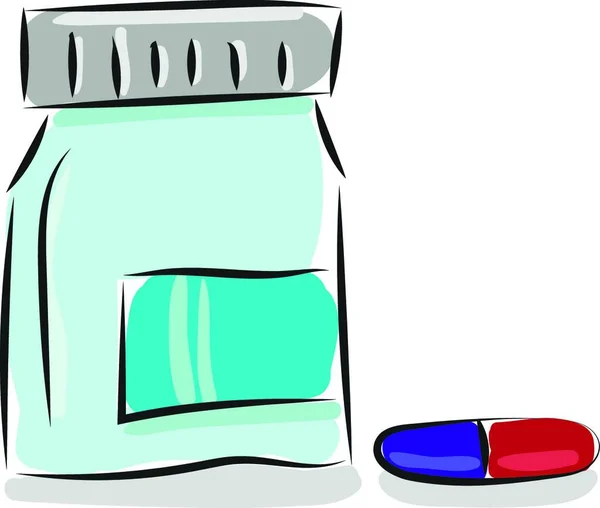 Medizinische Pillen Und Flaschenillustration Vektor Auf Weißem Hintergrund — Stockvektor