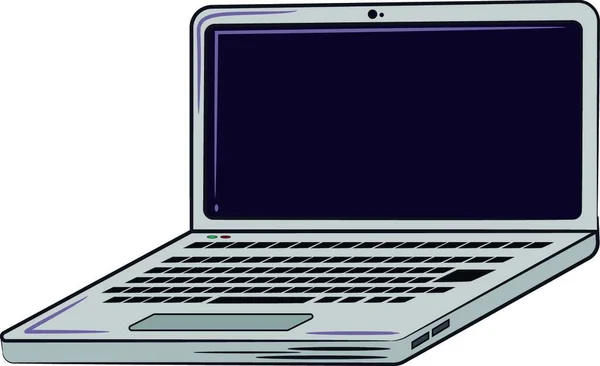 Grey Laptop Black Keypad Monitor Vector Color Drawing Illustration — Stock Vector