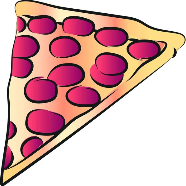 比萨饼的一部分与奶酪和意大利香肠或其他肉类配料矢量彩绘或插图 — 图库矢量图片