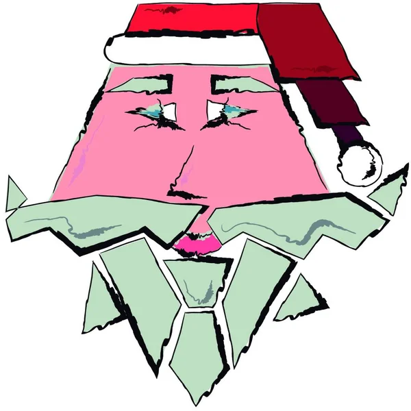 Geometrische Santa Claus Gesichtsform Mit Papiervektor Farbzeichnung Oder Illustration — Stockvektor