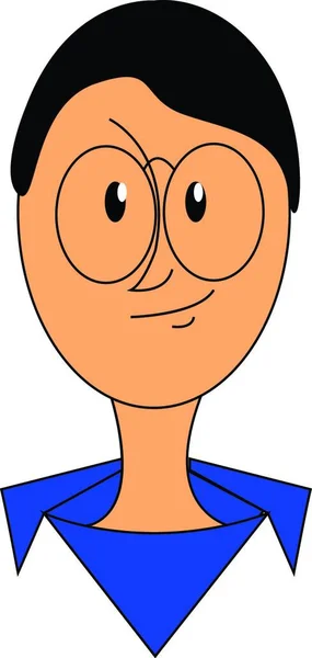 Niño Con Camisa Azul Gafas Vector Ilustración Sobre Fondo Blanco — Archivo Imágenes Vectoriales