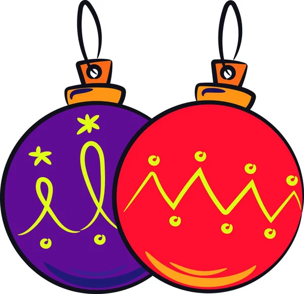 Rode Paars Opknoping Kerst Opknoping Decoratie Ballen Bekend Als Ornament — Stockvector