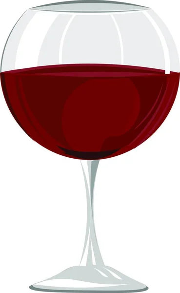 Rött Vin Glas Med Reflektion Vit Bakgrund — Stock vektor